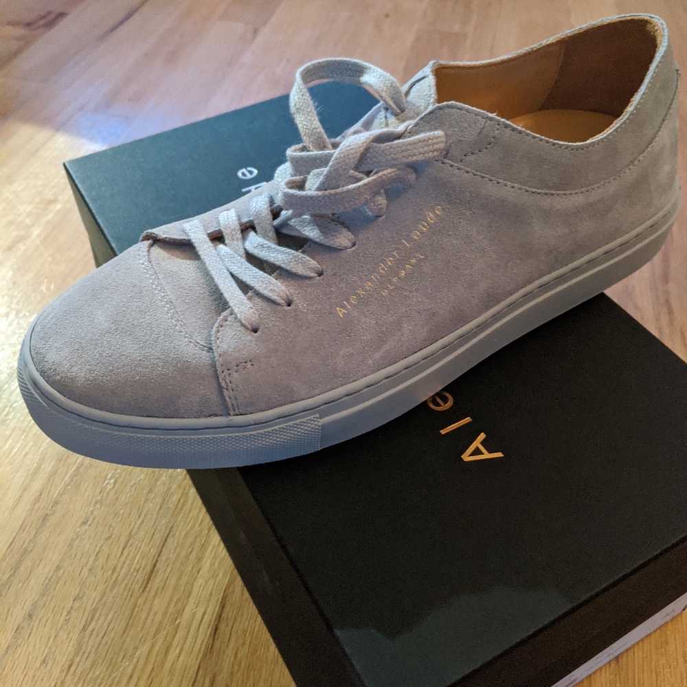 Alexander laude low fox grey leather sneakers